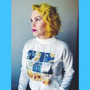 Vincent Van Gogh Art Mock Turtle Neck Sweatshirt